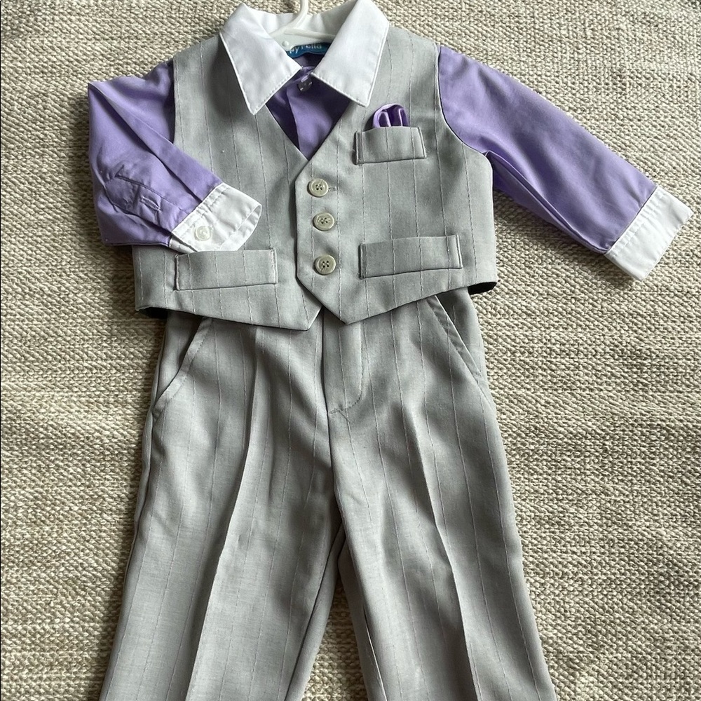 Gray Suit Pants w/ Gray Vest w/ Purple Dress Suit